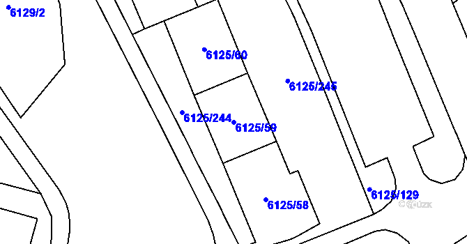 Parcela st. 6125/59 v KÚ Chomutov I, Katastrální mapa