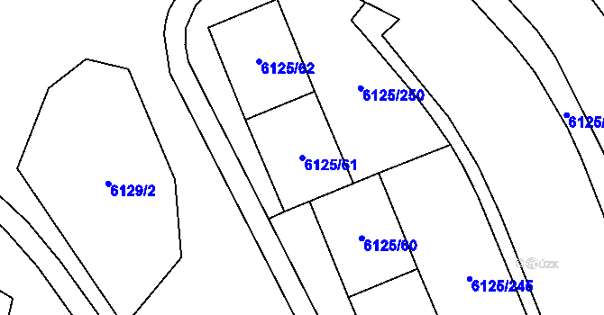 Parcela st. 6125/61 v KÚ Chomutov I, Katastrální mapa