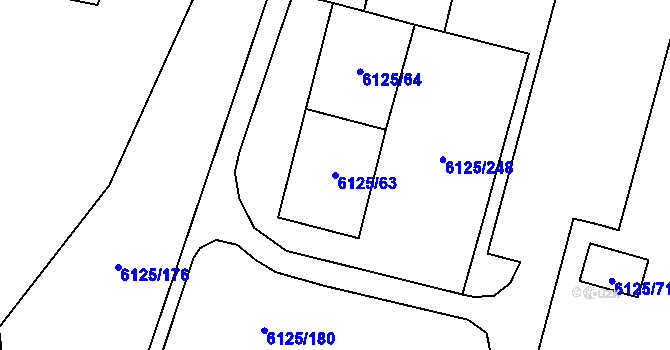 Parcela st. 6125/63 v KÚ Chomutov I, Katastrální mapa