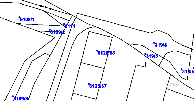 Parcela st. 6125/68 v KÚ Chomutov I, Katastrální mapa