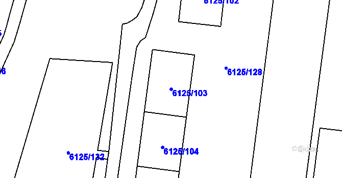 Parcela st. 6125/103 v KÚ Chomutov I, Katastrální mapa