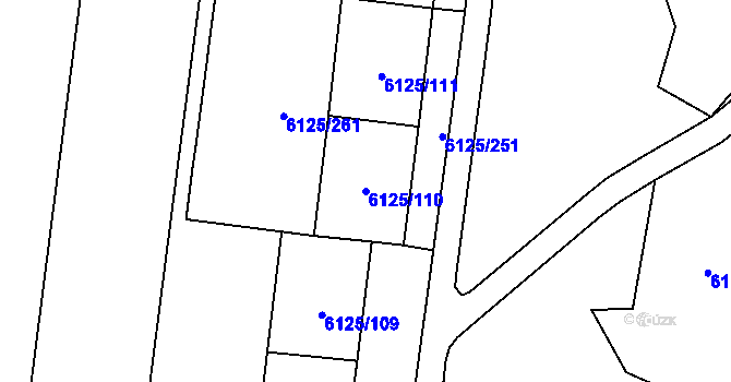 Parcela st. 6125/110 v KÚ Chomutov I, Katastrální mapa