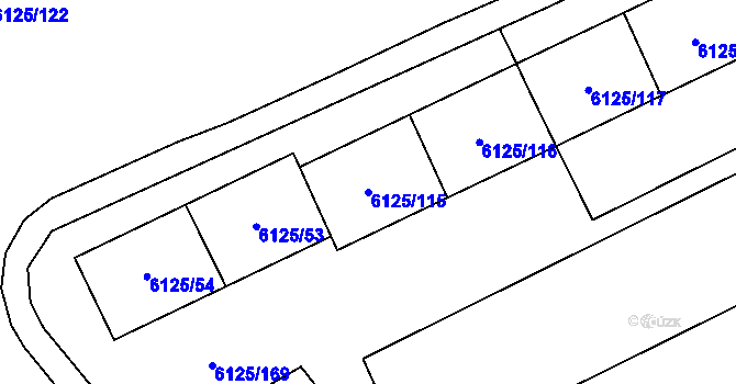 Parcela st. 6125/115 v KÚ Chomutov I, Katastrální mapa