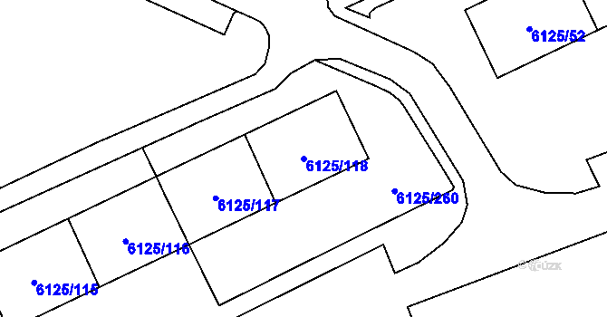Parcela st. 6125/118 v KÚ Chomutov I, Katastrální mapa