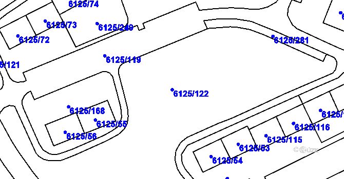 Parcela st. 6125/122 v KÚ Chomutov I, Katastrální mapa