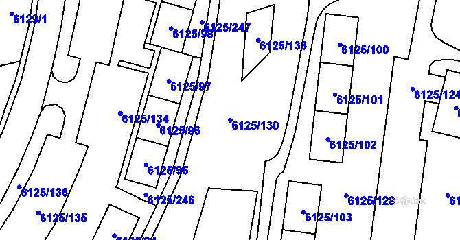 Parcela st. 6125/130 v KÚ Chomutov I, Katastrální mapa