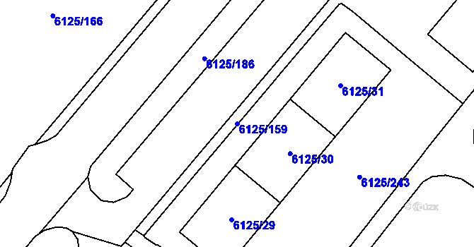 Parcela st. 6125/159 v KÚ Chomutov I, Katastrální mapa