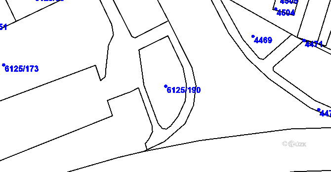 Parcela st. 6125/190 v KÚ Chomutov I, Katastrální mapa