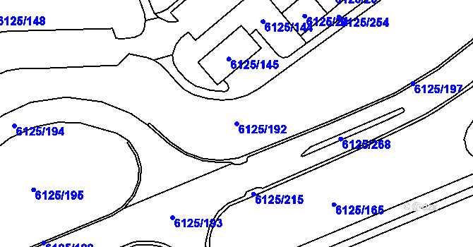 Parcela st. 6125/192 v KÚ Chomutov I, Katastrální mapa