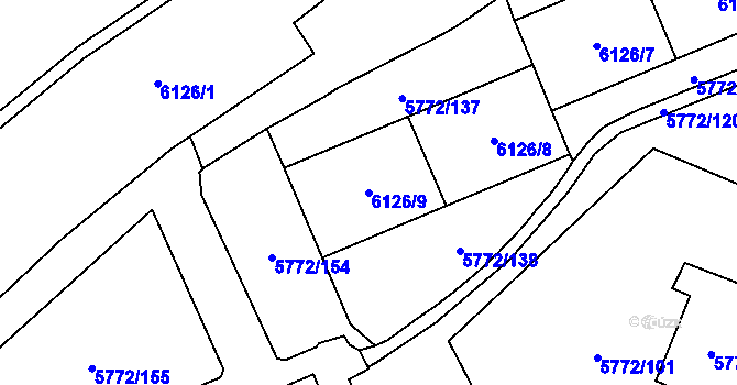 Parcela st. 6126/9 v KÚ Chomutov I, Katastrální mapa