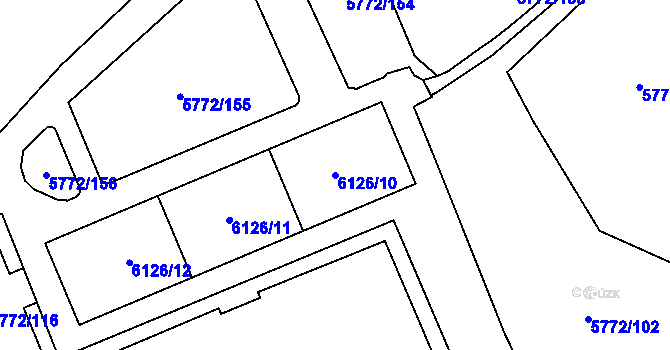 Parcela st. 6126/10 v KÚ Chomutov I, Katastrální mapa