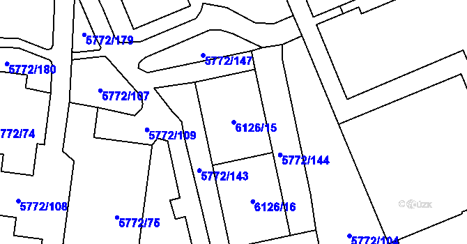 Parcela st. 6126/15 v KÚ Chomutov I, Katastrální mapa