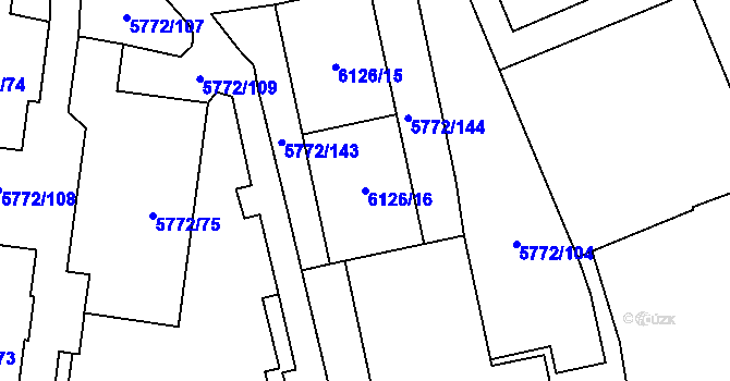 Parcela st. 6126/16 v KÚ Chomutov I, Katastrální mapa