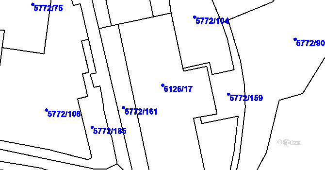 Parcela st. 6126/17 v KÚ Chomutov I, Katastrální mapa