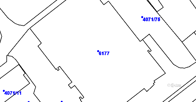 Parcela st. 6177 v KÚ Chomutov I, Katastrální mapa