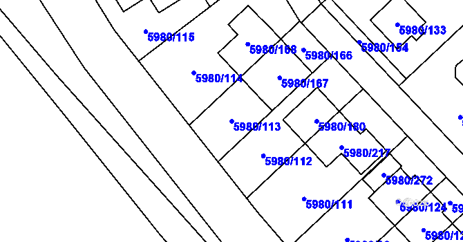 Parcela st. 5980/113 v KÚ Chomutov I, Katastrální mapa