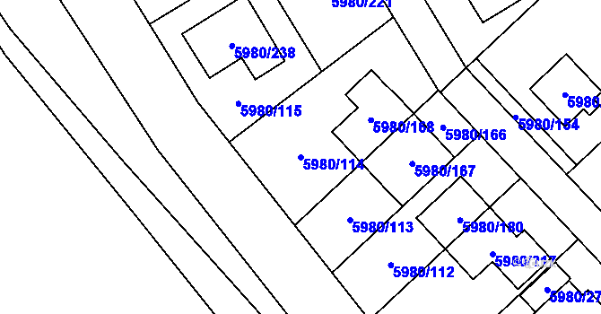 Parcela st. 5980/114 v KÚ Chomutov I, Katastrální mapa