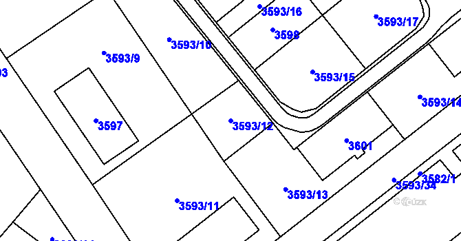 Parcela st. 3593/12 v KÚ Chomutov I, Katastrální mapa