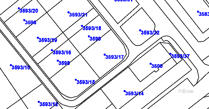 Parcela st. 3593/17 v KÚ Chomutov I, Katastrální mapa