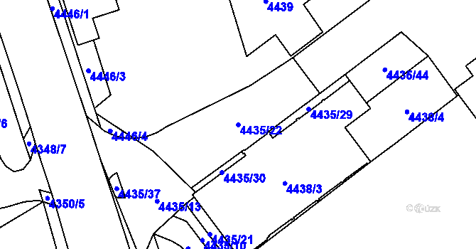 Parcela st. 4435/22 v KÚ Chomutov I, Katastrální mapa