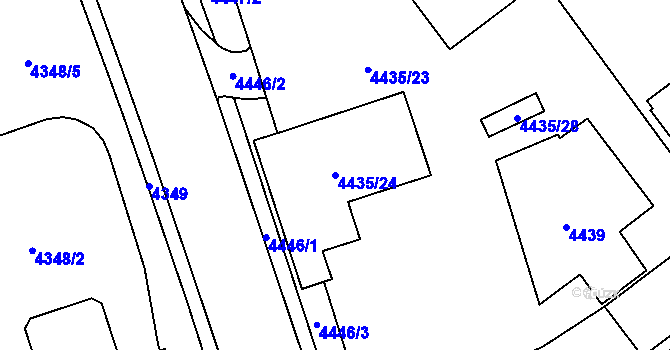 Parcela st. 4435/24 v KÚ Chomutov I, Katastrální mapa