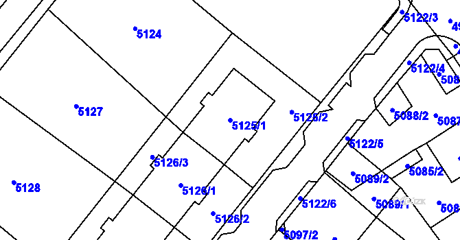 Parcela st. 5125/1 v KÚ Chomutov I, Katastrální mapa