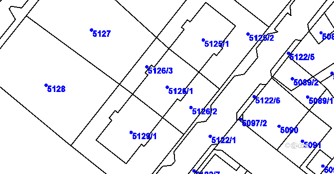 Parcela st. 5126/1 v KÚ Chomutov I, Katastrální mapa