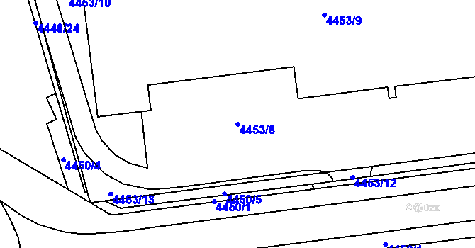 Parcela st. 4453/8 v KÚ Chomutov I, Katastrální mapa