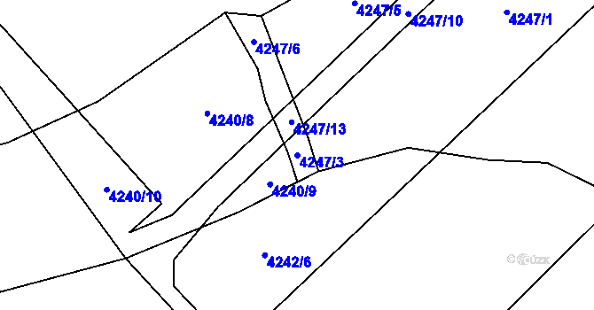 Parcela st. 4247/3 v KÚ Chomutov I, Katastrální mapa