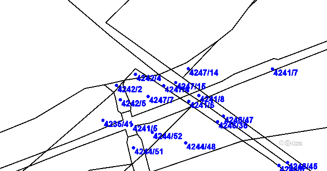Parcela st. 4247/4 v KÚ Chomutov I, Katastrální mapa