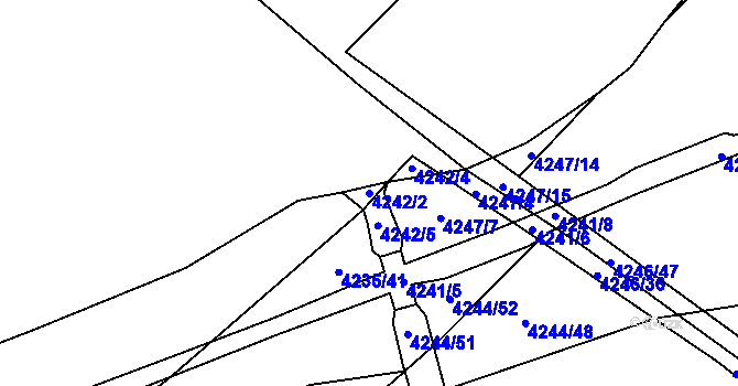 Parcela st. 4242/2 v KÚ Chomutov I, Katastrální mapa