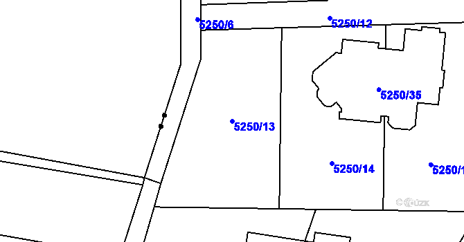 Parcela st. 5250/13 v KÚ Chomutov I, Katastrální mapa