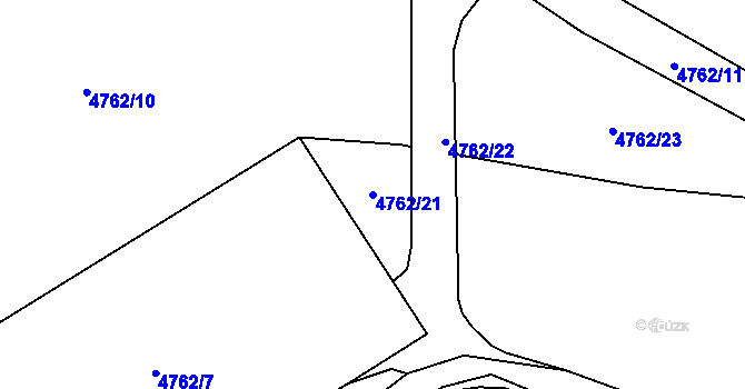 Parcela st. 4762/21 v KÚ Chomutov I, Katastrální mapa