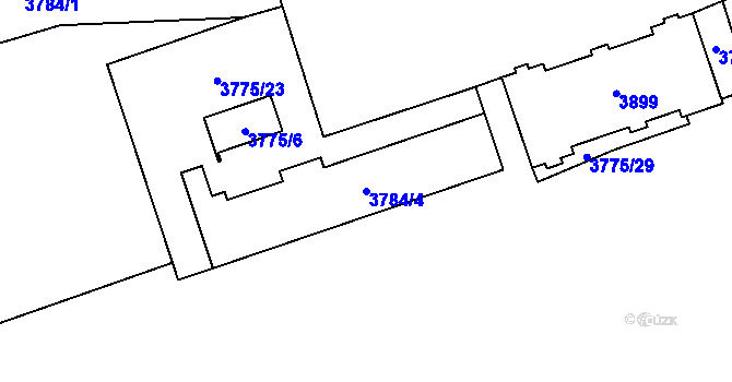 Parcela st. 3784/4 v KÚ Chomutov I, Katastrální mapa