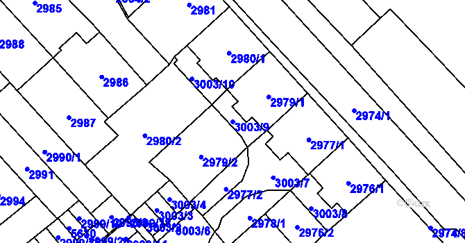 Parcela st. 3003/9 v KÚ Chomutov I, Katastrální mapa