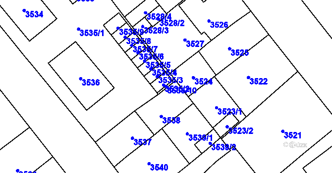 Parcela st. 3535/10 v KÚ Chomutov I, Katastrální mapa