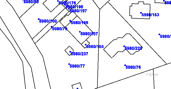 Parcela st. 5980/165 v KÚ Chomutov I, Katastrální mapa
