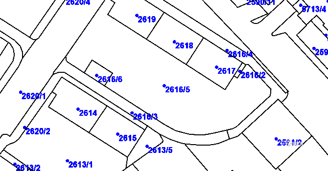 Parcela st. 2616/5 v KÚ Chomutov I, Katastrální mapa