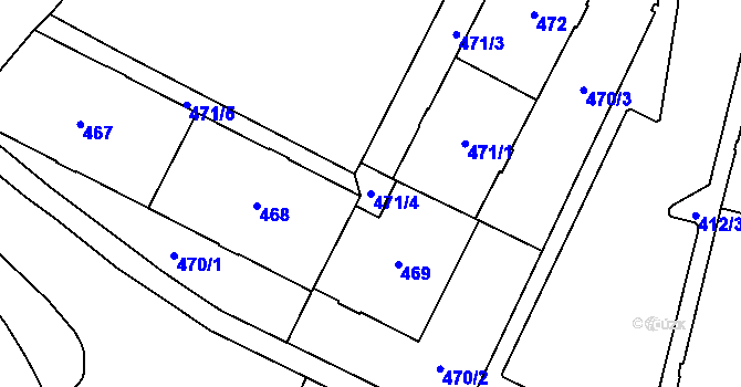 Parcela st. 471/4 v KÚ Chomutov I, Katastrální mapa