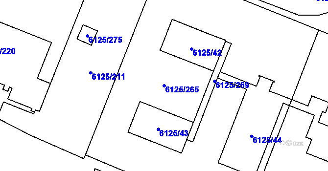 Parcela st. 6125/265 v KÚ Chomutov I, Katastrální mapa
