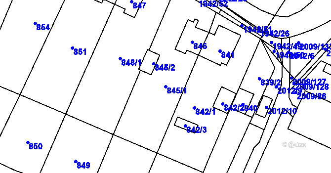 Parcela st. 845/1 v KÚ Chomutov I, Katastrální mapa