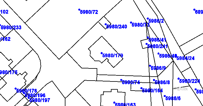 Parcela st. 5980/179 v KÚ Chomutov I, Katastrální mapa