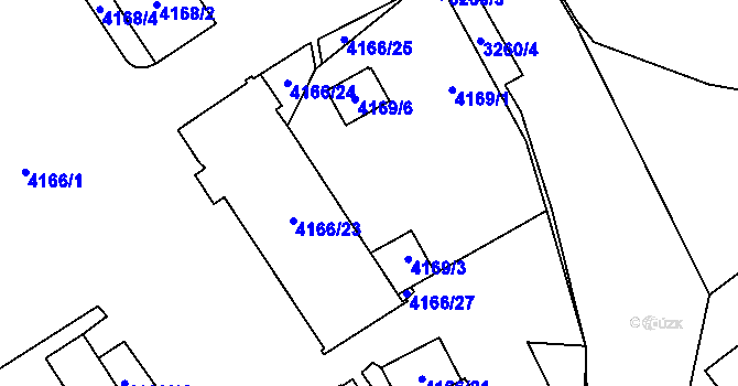 Parcela st. 4169/8 v KÚ Chomutov I, Katastrální mapa