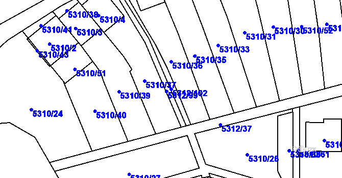 Parcela st. 5312/102 v KÚ Chomutov I, Katastrální mapa