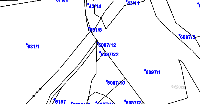 Parcela st. 6087/22 v KÚ Chomutov I, Katastrální mapa
