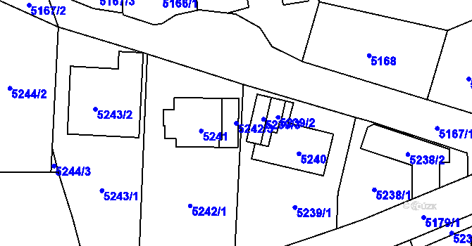 Parcela st. 5242/3 v KÚ Chomutov I, Katastrální mapa