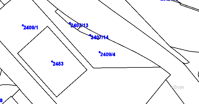 Parcela st. 2409/4 v KÚ Chomutov I, Katastrální mapa