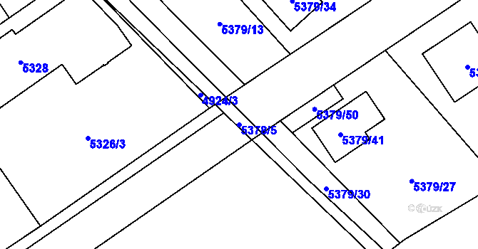 Parcela st. 5378/5 v KÚ Chomutov I, Katastrální mapa