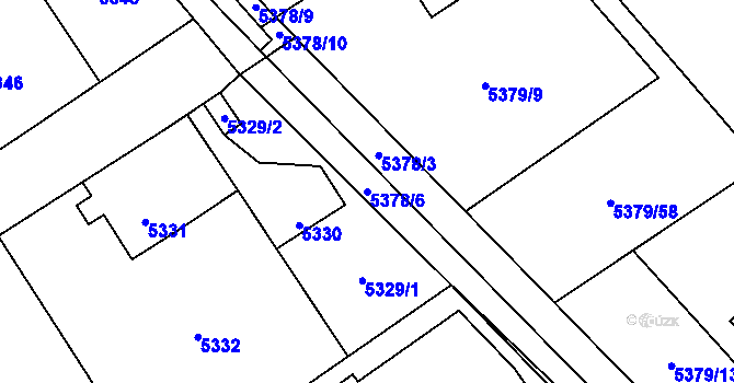 Parcela st. 5378/6 v KÚ Chomutov I, Katastrální mapa