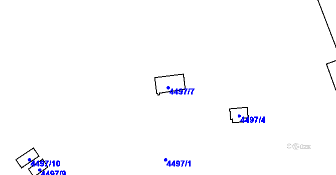 Parcela st. 4497/7 v KÚ Chomutov I, Katastrální mapa